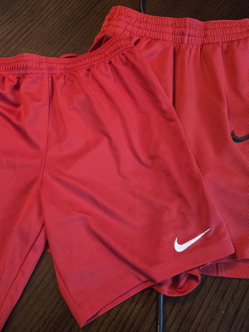 Two Pairs Nike Red Kids Athletic Shorts